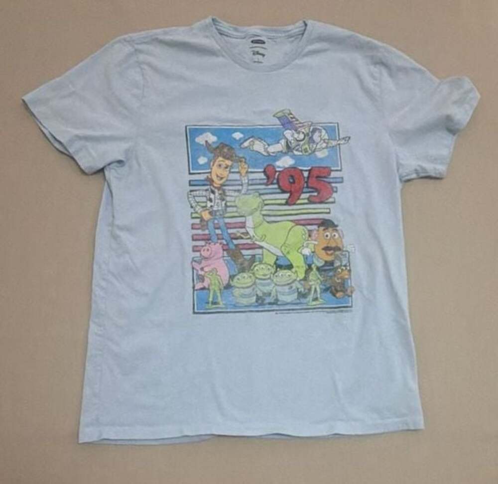 Old Navy Disney Pixar Toy Story '95 Graphic Print Light Blue T-Shirt Size L